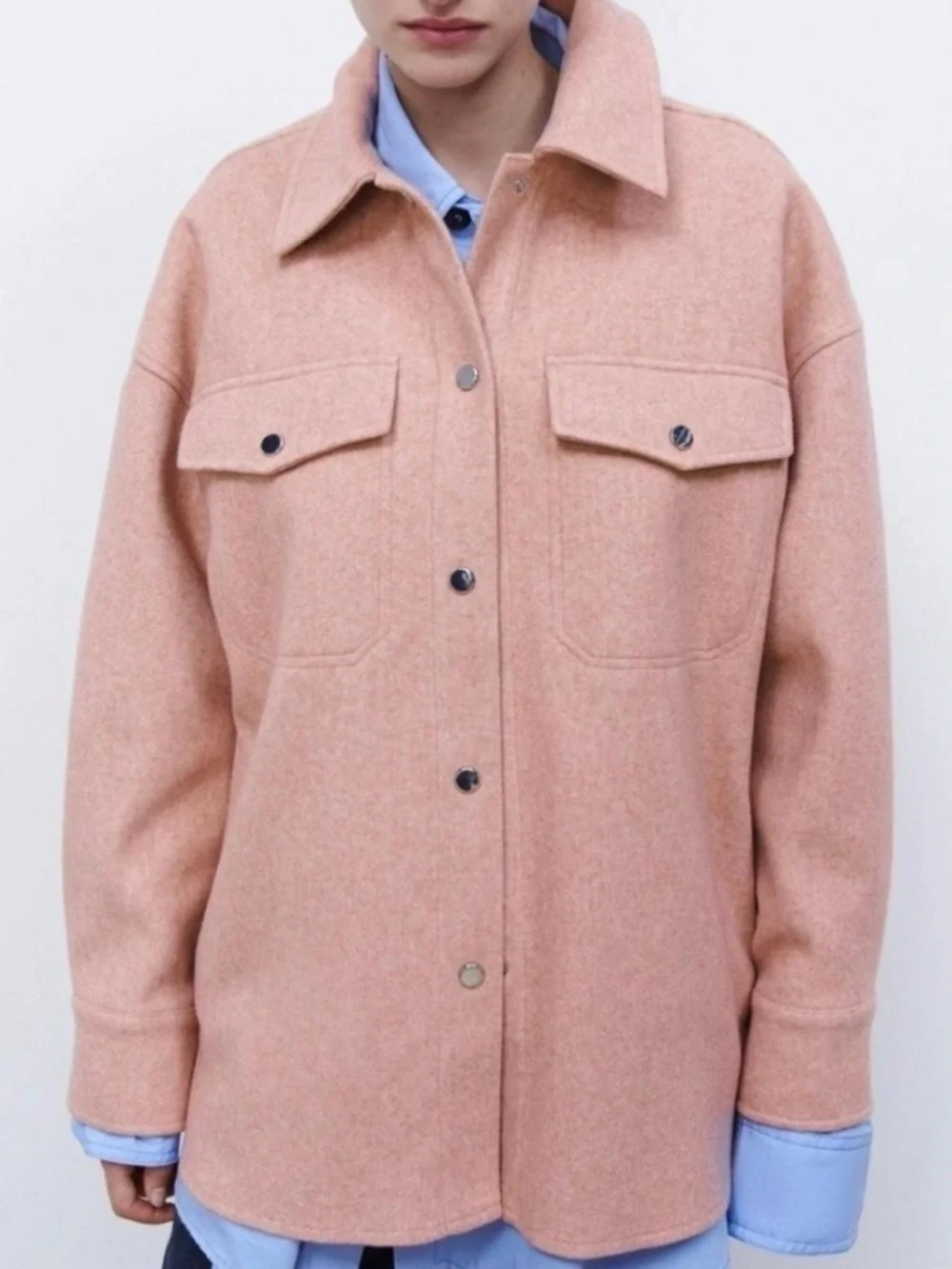 NWT Zara Shacket Jacket in Dusty Pink Oversized Fit - Picture 1 of 6